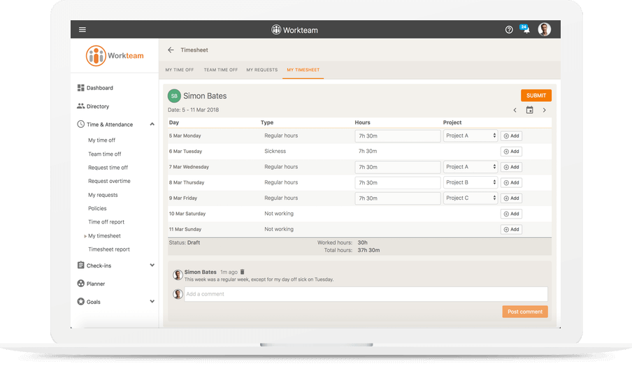 Timesheets for regular and non-regular hours workers